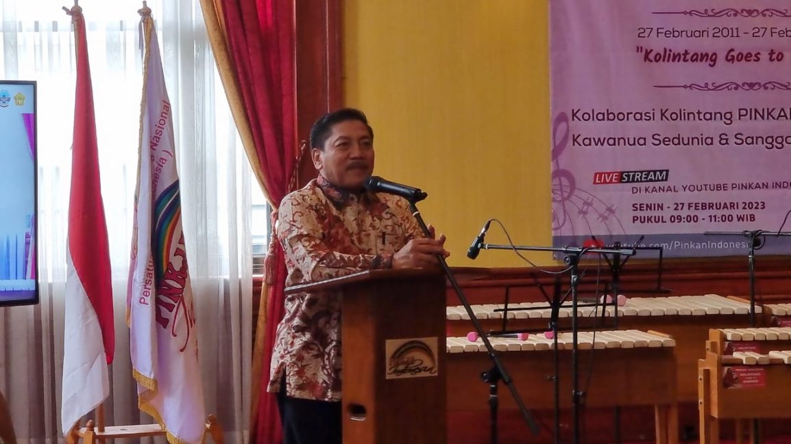 Dewan Pembina PINKAN, Laksamana TNI (Purn) Prof. Dr. Marsetio, memberi sambutan pada HUT ke-12 PINKAN di Jakarta, Senin (27/2/2023). Foto: Haresti/Indomaritim.com
