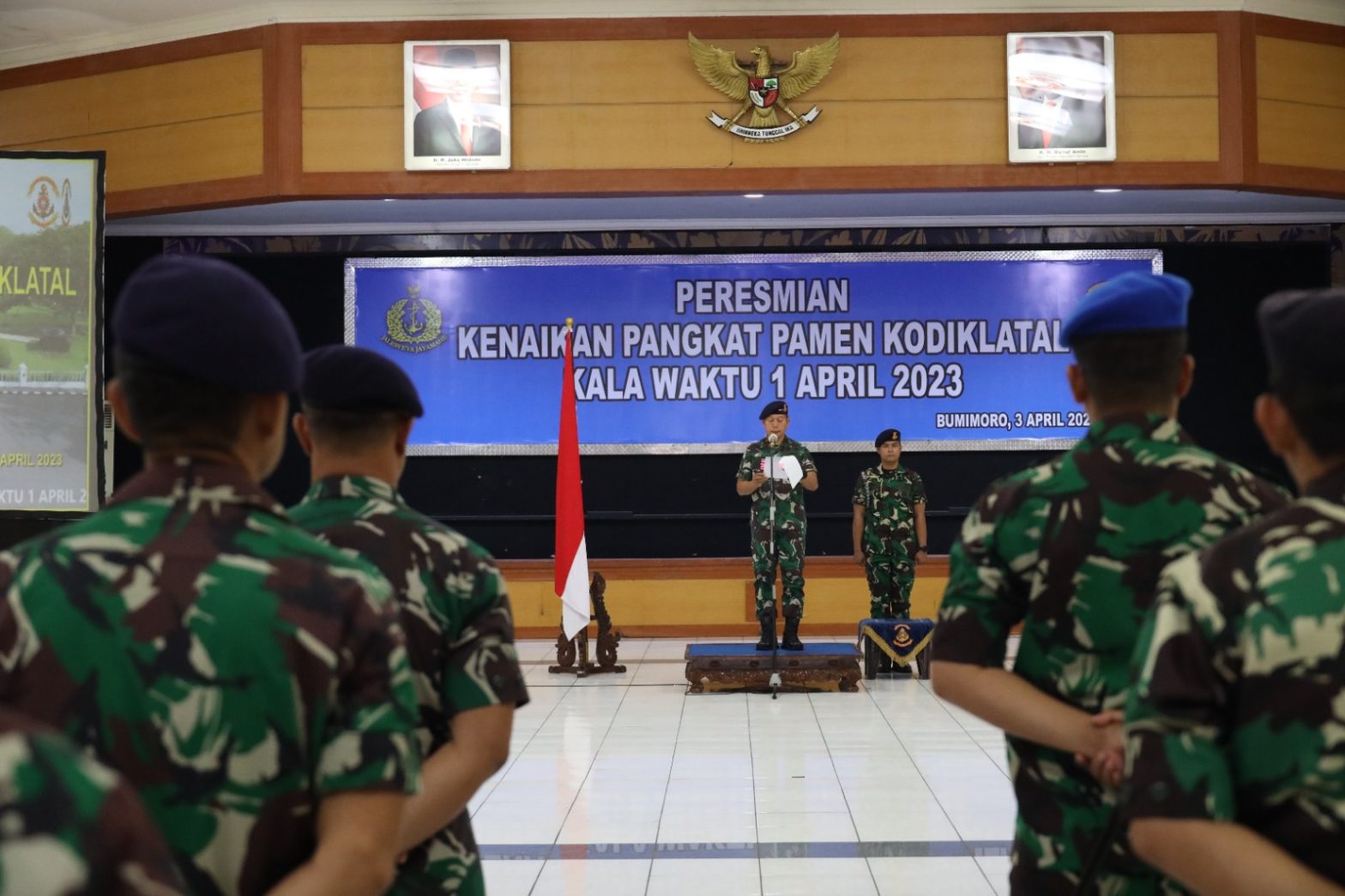 Wakil Komandan Kodiklatal Laksamana Muda TNI Rachmad Jayadi membacakan amanat Dankodiklatal, Senin (3/4/2023).